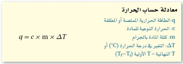 قانون معادلة حساب الحرارة