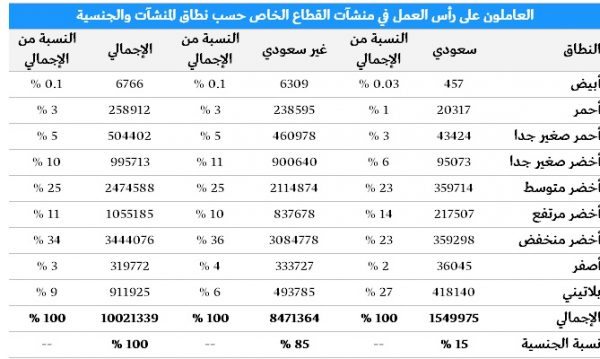 حساب نسبة التوطين في القطاع الخاص